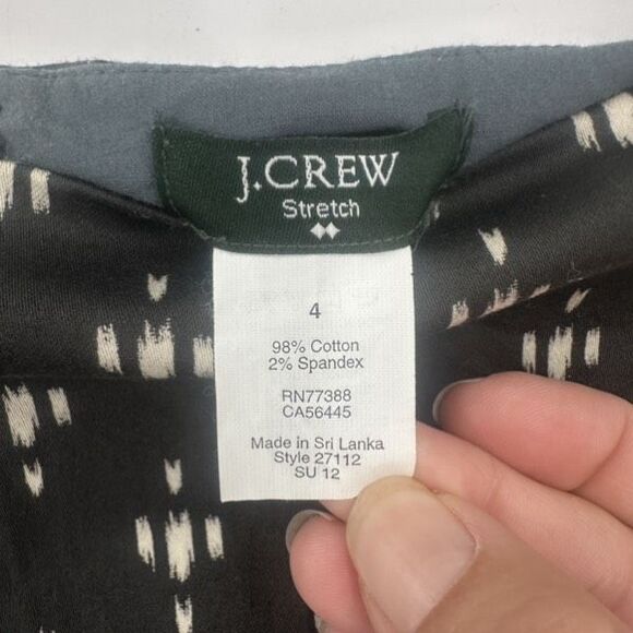 J Crew Mini Micro Cotton Stretch Skirt Black Geometric Size 4 Small - Picture 4 of 8